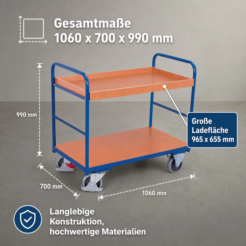 Etagenwagen, Schwerlastwagen, 250 kg Traglast, Industrie Transportwagen