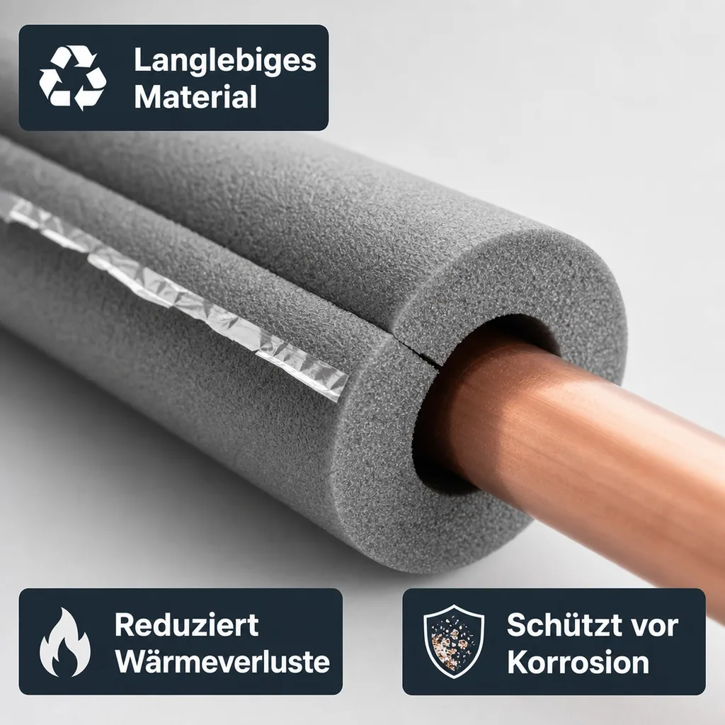 Rohrisolierung Kautschuk, selbstklebend, 2m, Ø 15 mm, Heizung, Sanitär