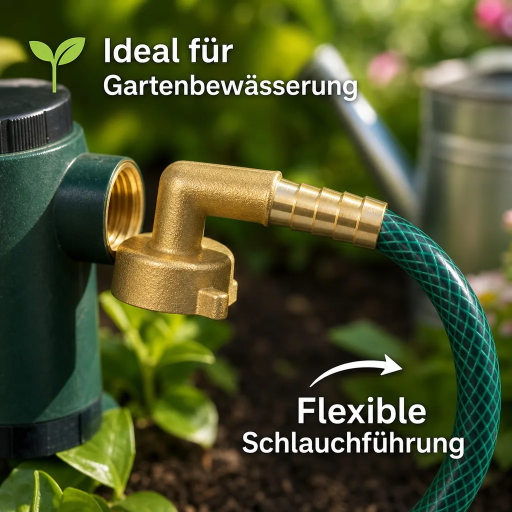 Schlauchverschraubung Messing, 3/4 Zoll Winkel, 13 mm Schlauchanschluss