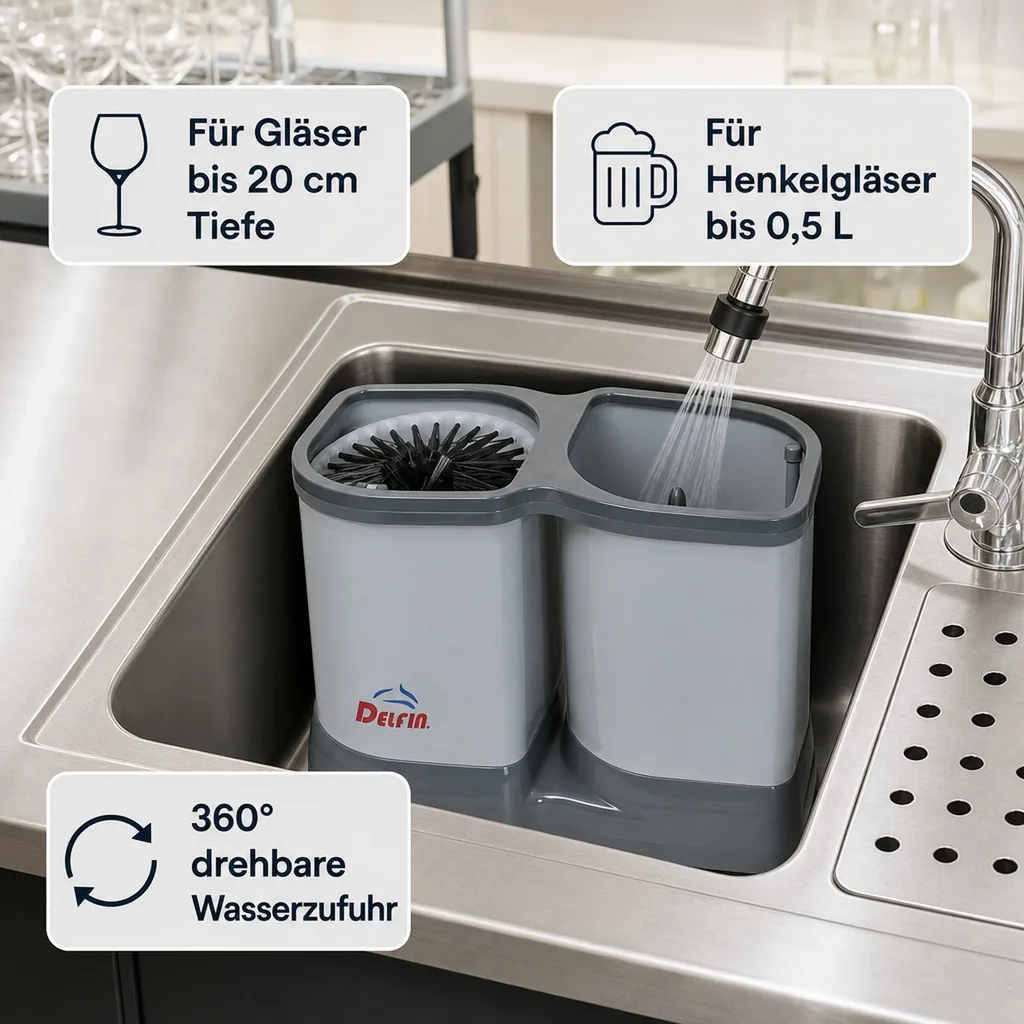 Gläserspüler, Gläserspülgerät - Delfin TS 1100, 2-Topf, Klein