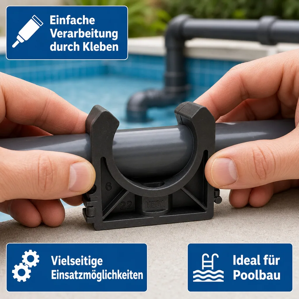 PVC Rohrklemme 25mm, Kunststoff Rohrbefestigung
