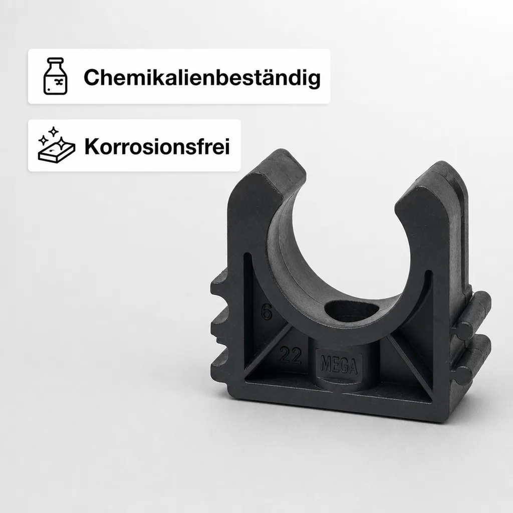 PVC Rohrklemme 25mm, Kunststoff Rohrbefestigung