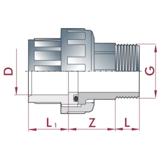 PVC-U Verschraubung 25mm, Klebemuffe, Rohrverbinder