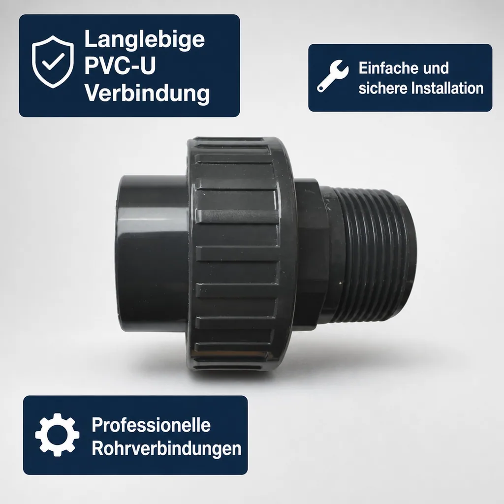 PVC-U Verschraubung 25mm, Klebemuffe, Rohrverbinder