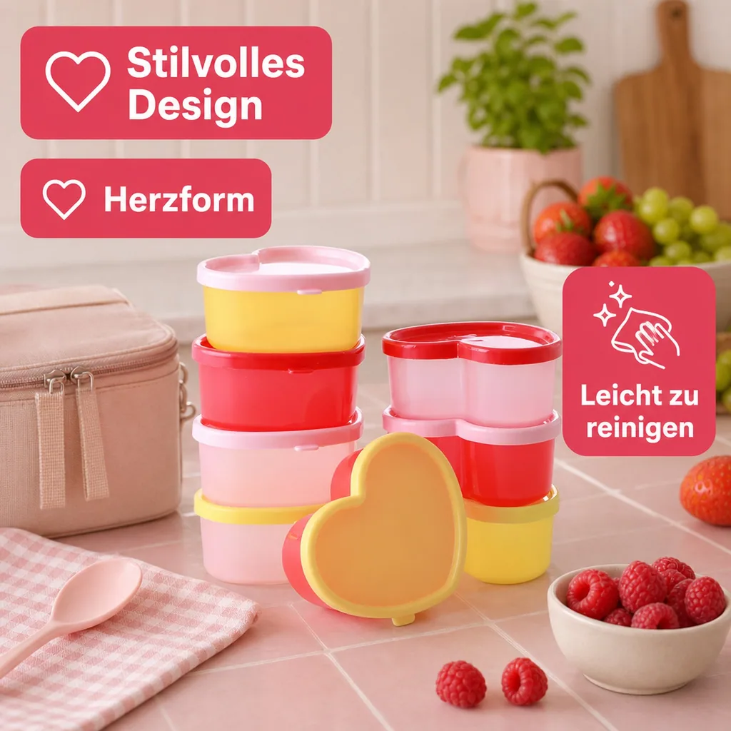 RICE Lebensmittel box - Herzform, 8 Stück in einem Netz, Kunststoff