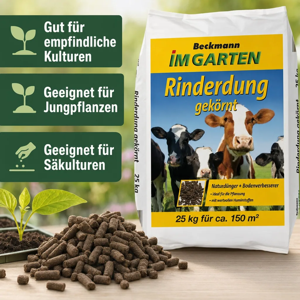 Rinderdung (Kuhdung) gekörnt 25 kg – organischer Bodendünger, für BIO-Anbau