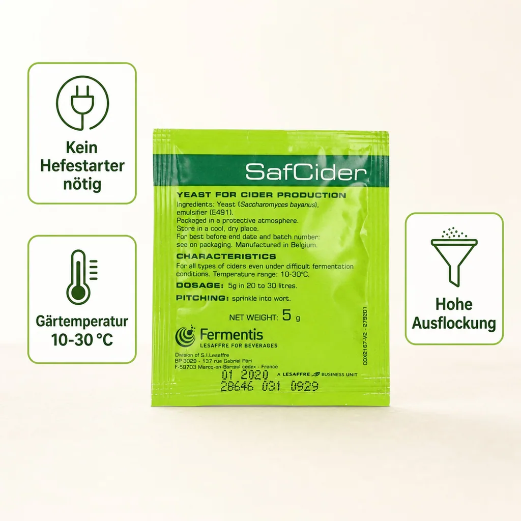 Trockenhefe, Hefe für Apfelwein, Hefe für cider - Fermentis, SafCider 5g