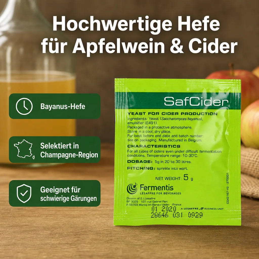 Trockenhefe, Hefe für Apfelwein, Hefe für cider - Fermentis, SafCider 5g