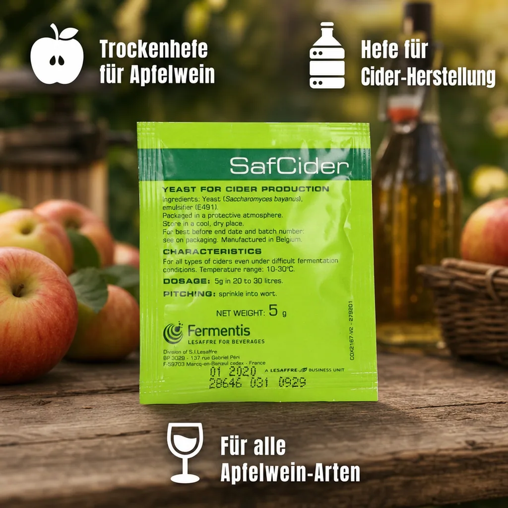 Trockenhefe, Hefe für Apfelwein, Hefe für cider - Fermentis, SafCider 5g