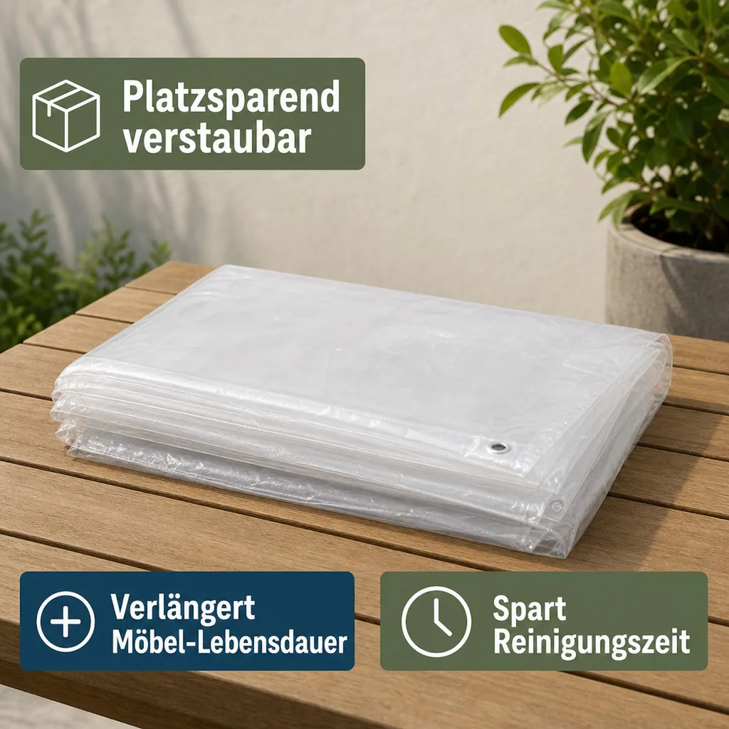 Gartenmöbel Abdeckung Rechteckig Transparent, Tisch Schutzhülle 180x100x75cm