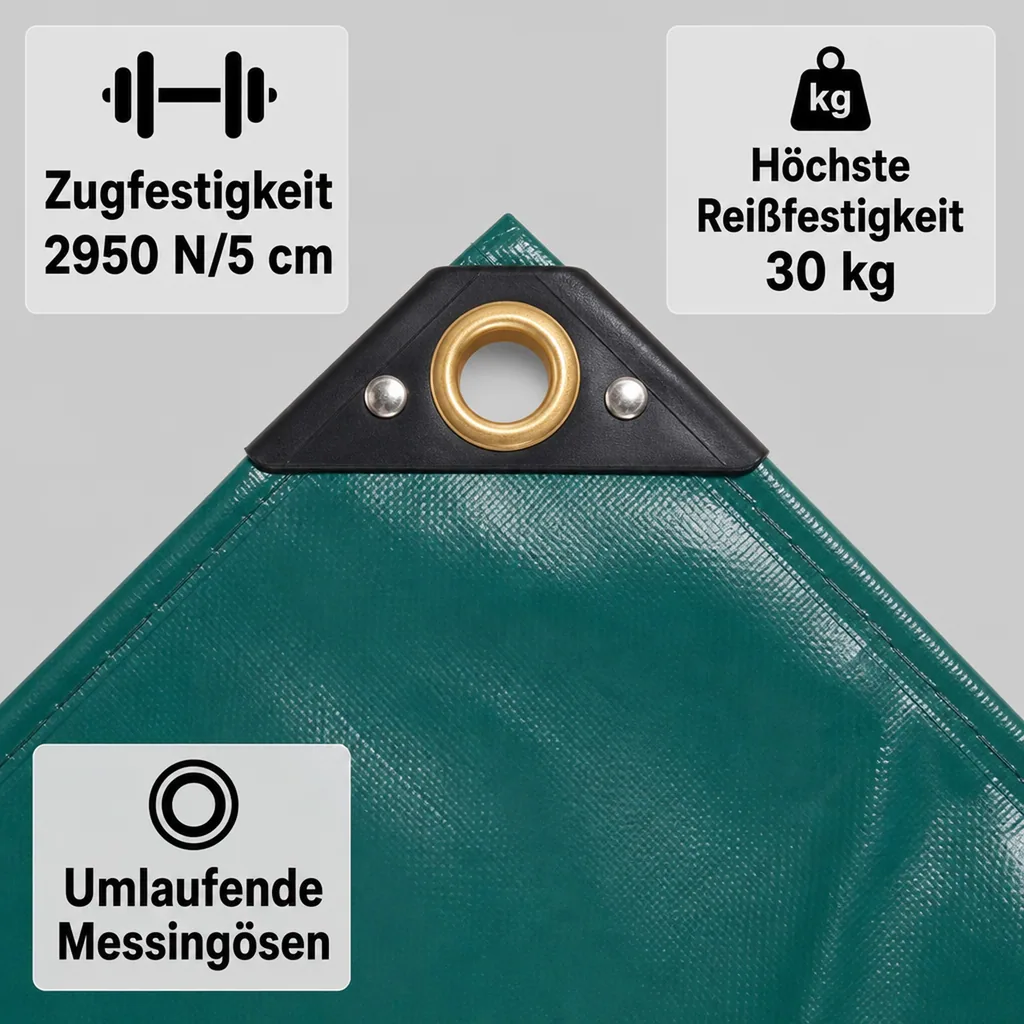 PVC Plane, Abdeckplane 650 g/m², grün 6x12m (72m²), wasserdicht, reißfest
