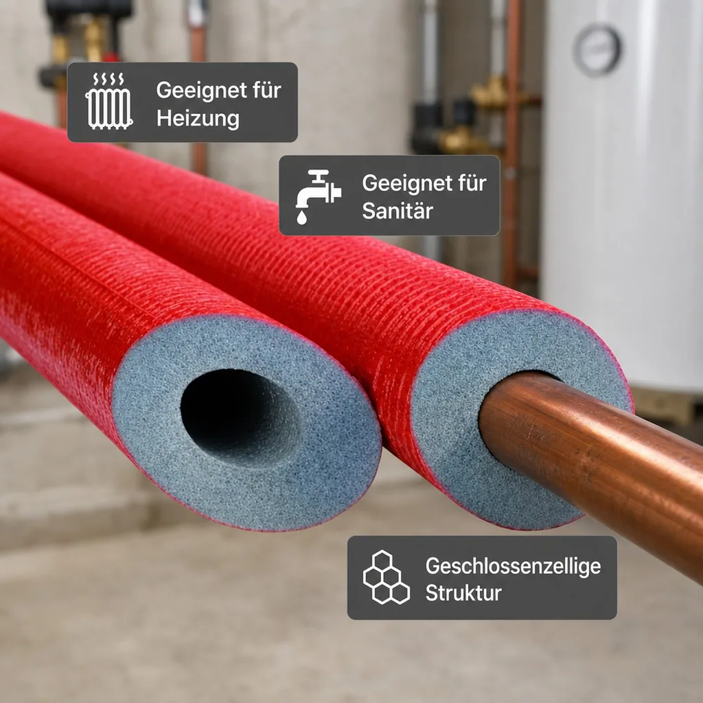 Rohrisolierung 2m, Ø 28mm, 25mm Dämmung, Weichschaum, GEG