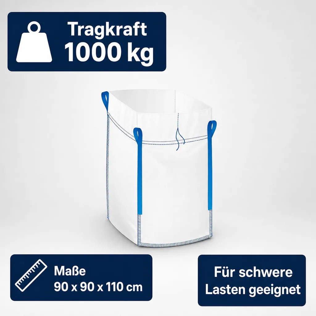 BIG BAG mit Schürze Tragkraft 1000 kg, 90 x 90 x 110 cm