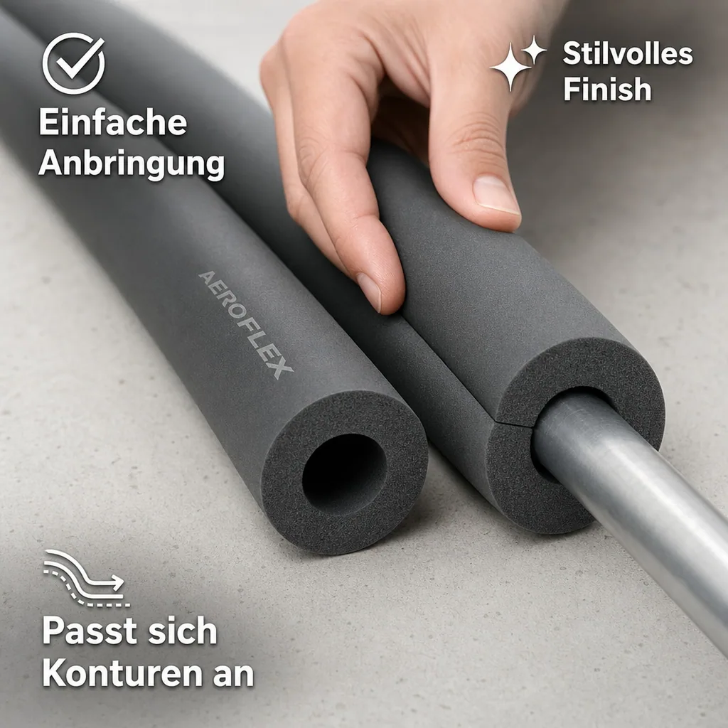AEROFLEX® SH Rohrisolierung, Rohrdämmung - 2m, Flexibler Dämmstoff aus Geschlossenzelligem Schaum Kautschukbasis, Schwarz - 35 x 10 mm