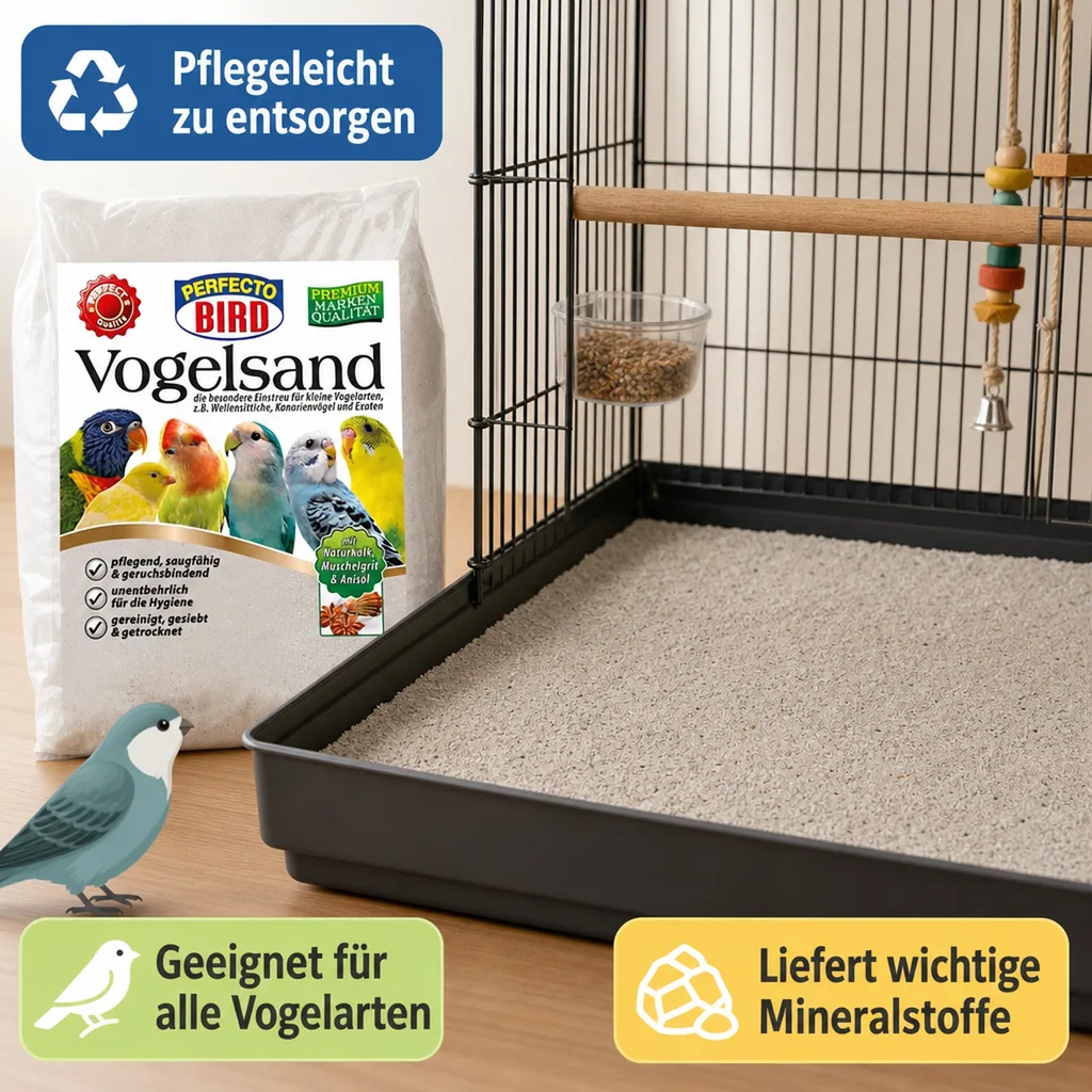 Vogelsand, Natur Vogelsand 2,5 kg, für Vogelkäfig Hygiene