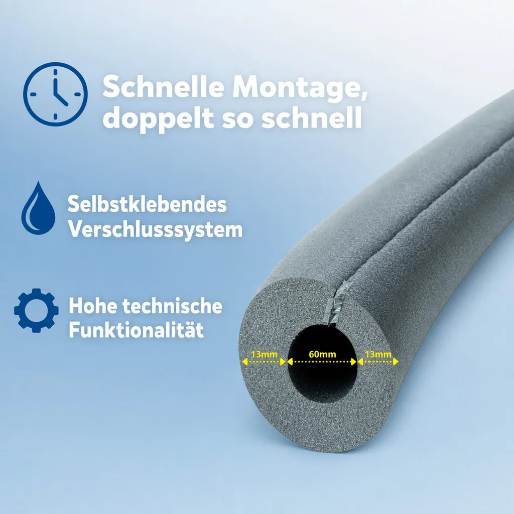 CLIMAFLEX® hf easy 2m Isolierschlauch Ø 60 mm x 13 mm Dämmung selbstklebend
