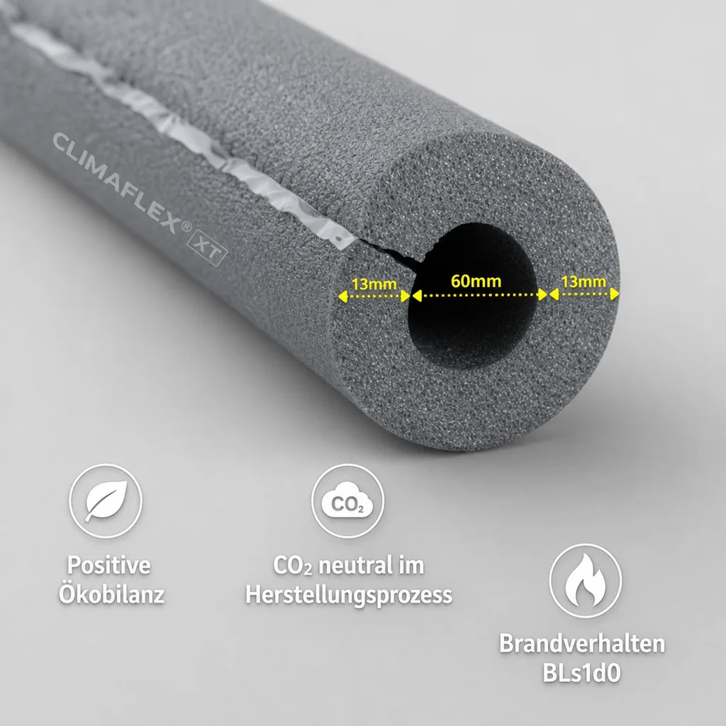 CLIMAFLEX® XT 2m Isolierschlauch Ø 60 mm x 13 mm Dämmung selbstklebend