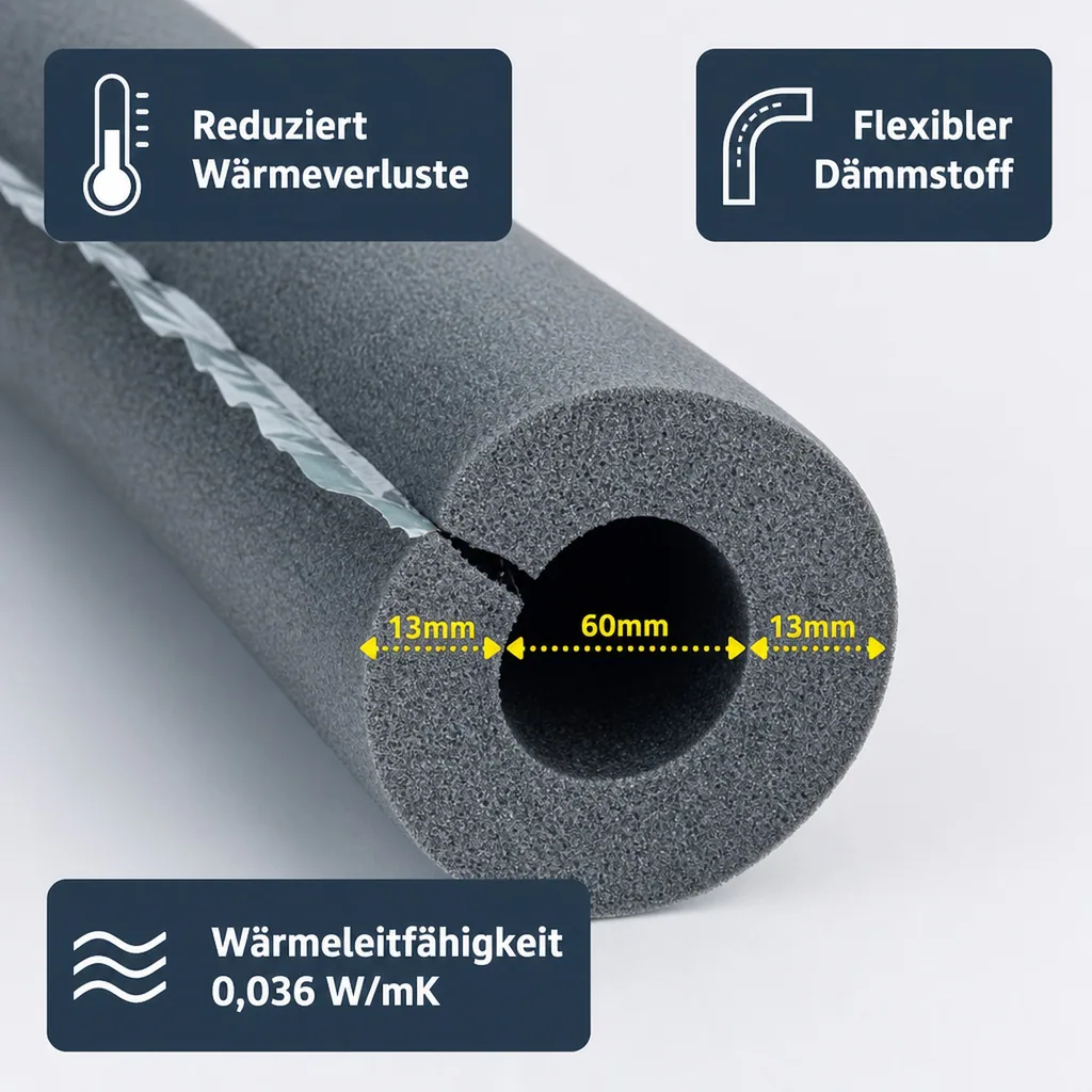 CLIMAFLEX® hf easy 2m Isolierschlauch Ø 60 mm x 13 mm Dämmung selbstklebend