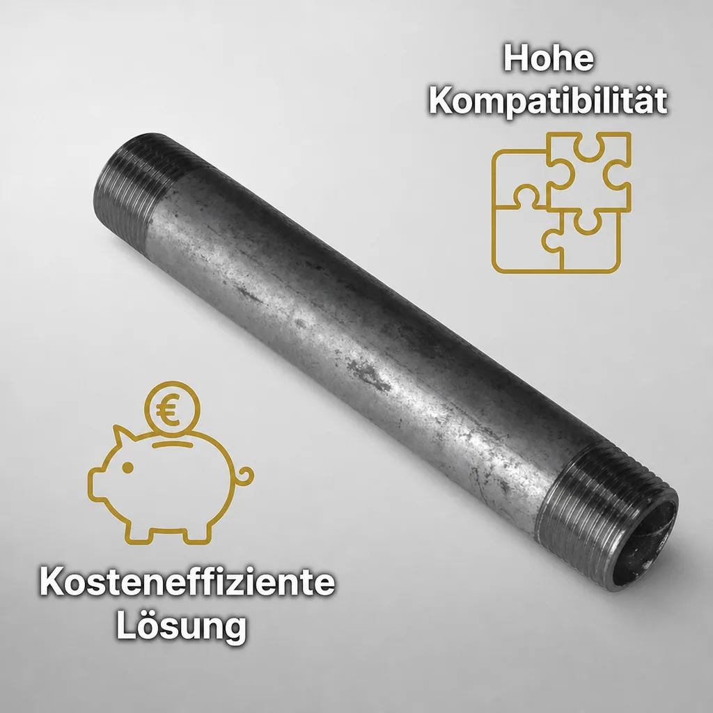 Rohrnippel verzinkt, Gewindefitting, 3/8 Zoll, 200mm