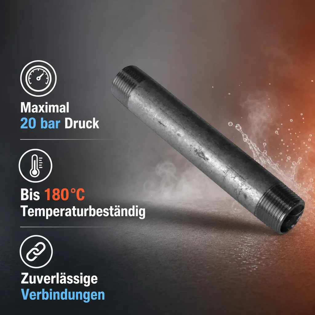 Rohrnippel verzinkt, Gewindefitting, 3/8 Zoll, 200mm