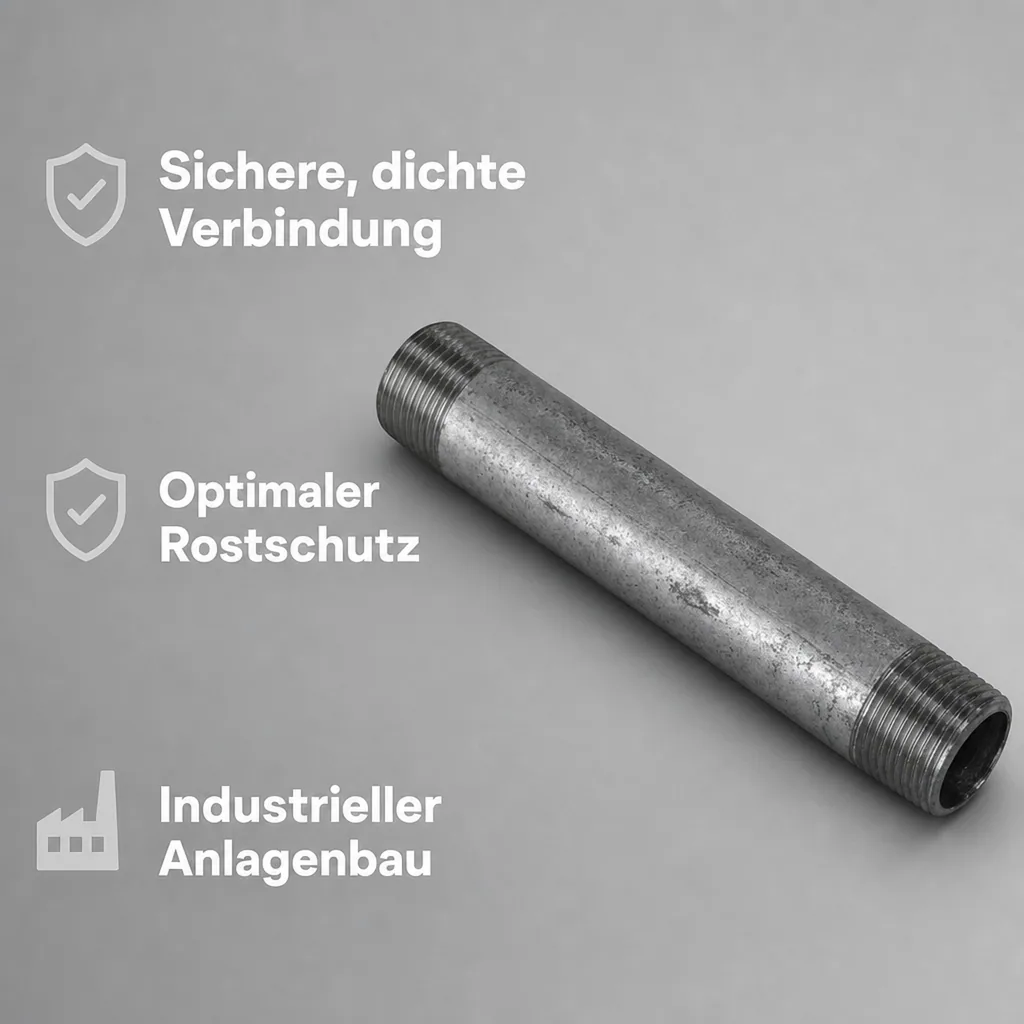 Rohrnippel verzinkt, Gewindefitting, 3/8 Zoll, 200mm