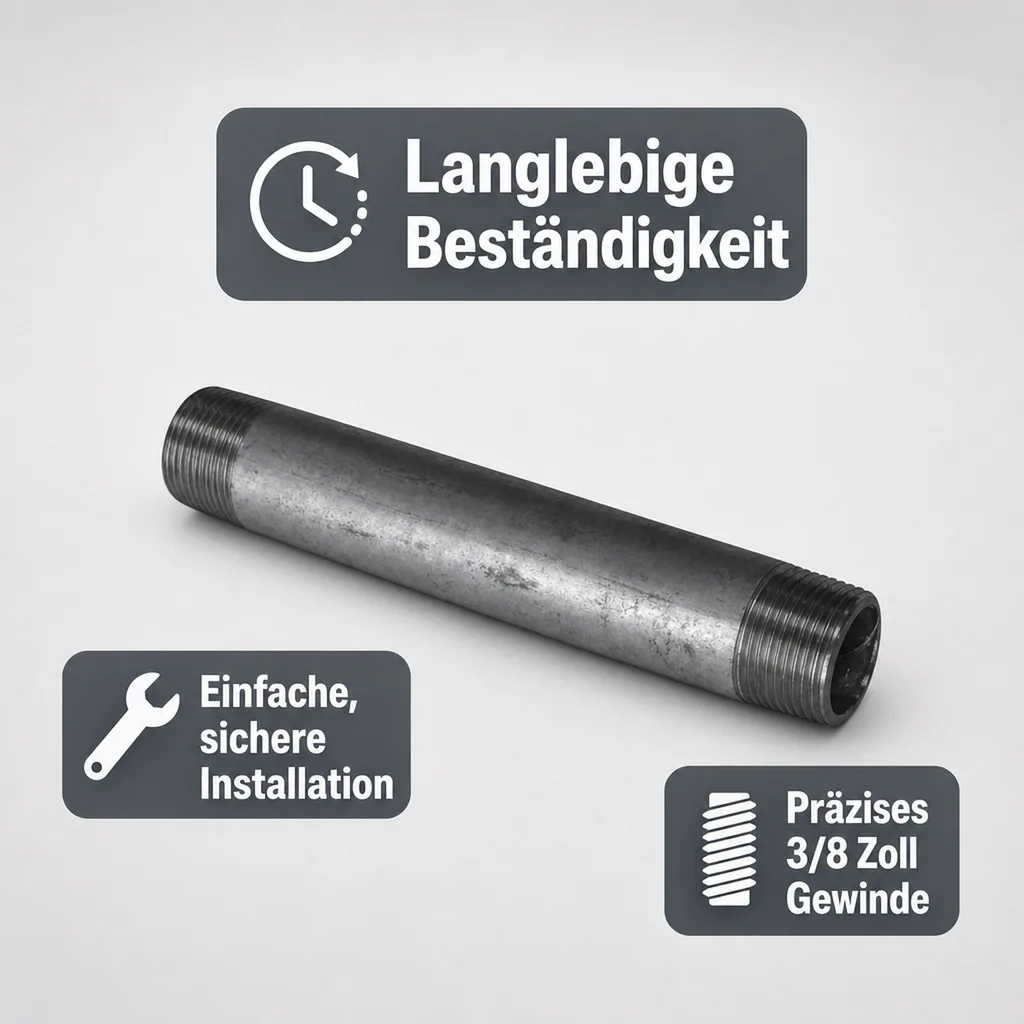 Rohrnippel verzinkt, Gewindefitting, 3/8 Zoll, 200mm