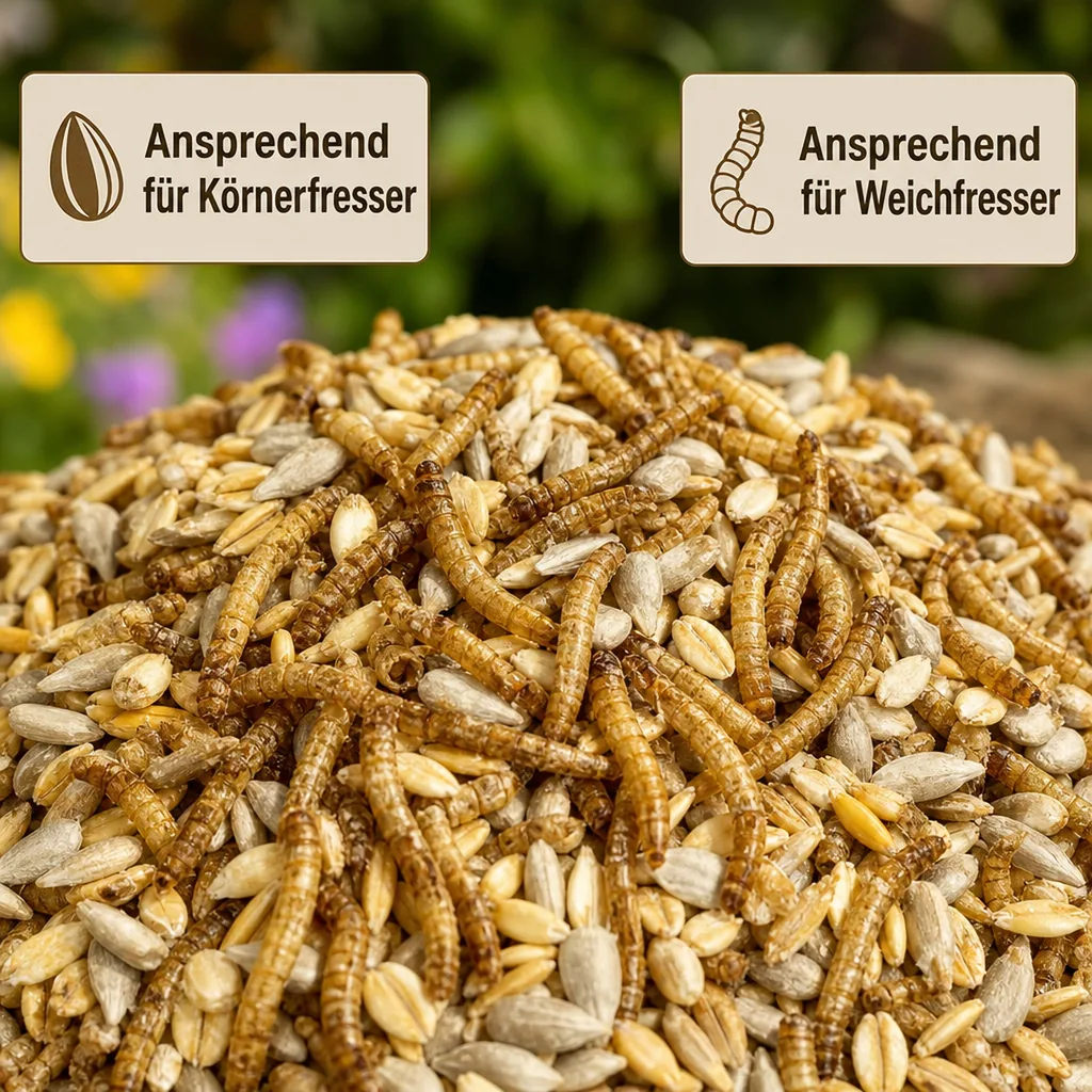20 kg Deluxe Vogelfutter mit Mehlwürmern schalenlos für Wildvögel