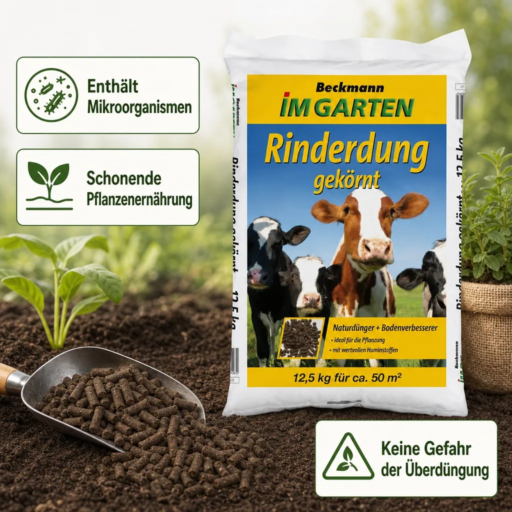 Rinderdung gekörnt 12,5kg, Bio Gartendünger für Gemüse und Rosen
