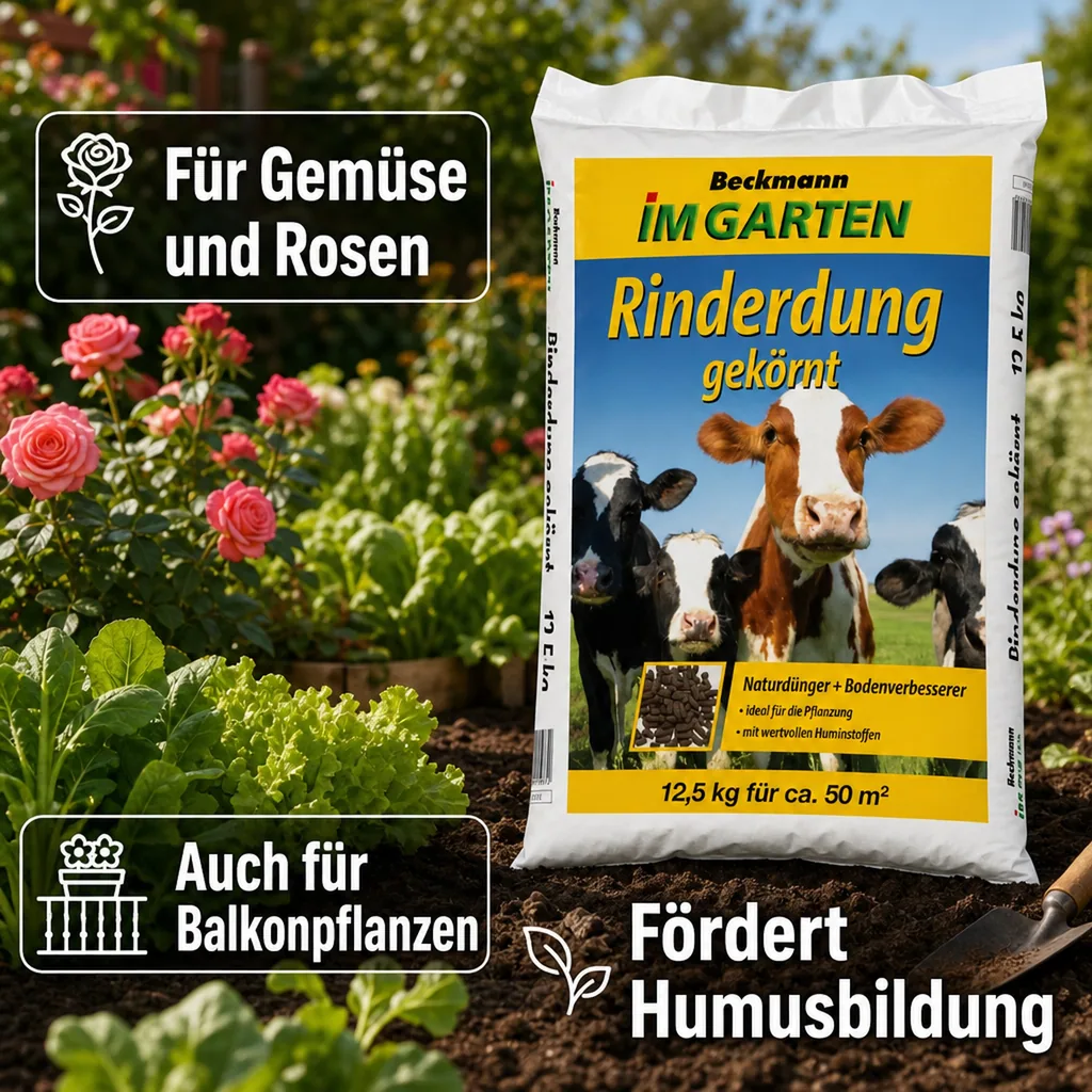 Rinderdung gekörnt 12,5kg, Bio Gartendünger für Gemüse und Rosen