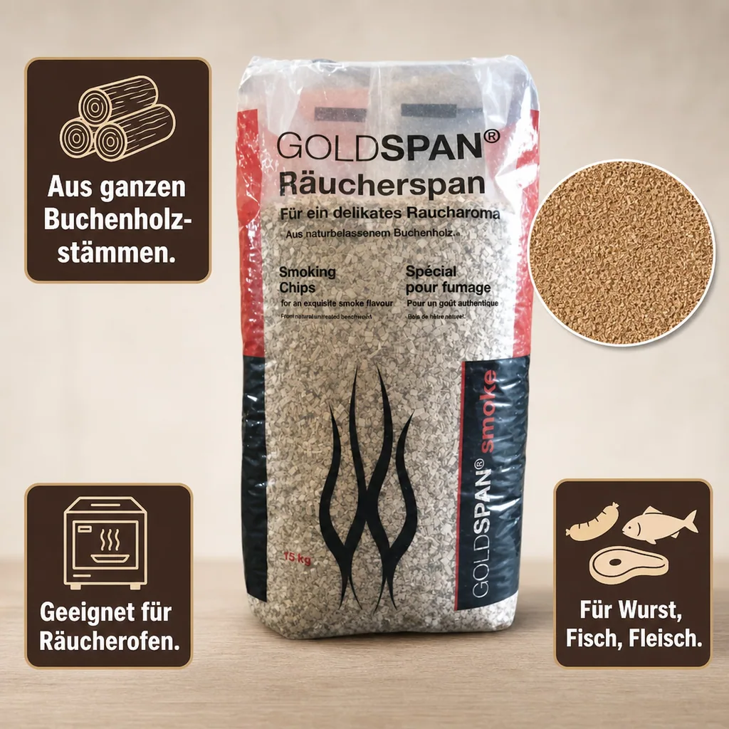 15 kg Räucherspäne Goldspan B 5/10 0,4-1,0 mm