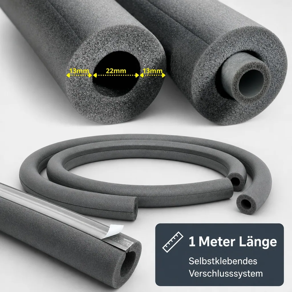 Isolierschlauch, 22mm Isolierschlauch, Isolierschlauch, 1m Isolierschlauch Ø 22 mm x 13 mm