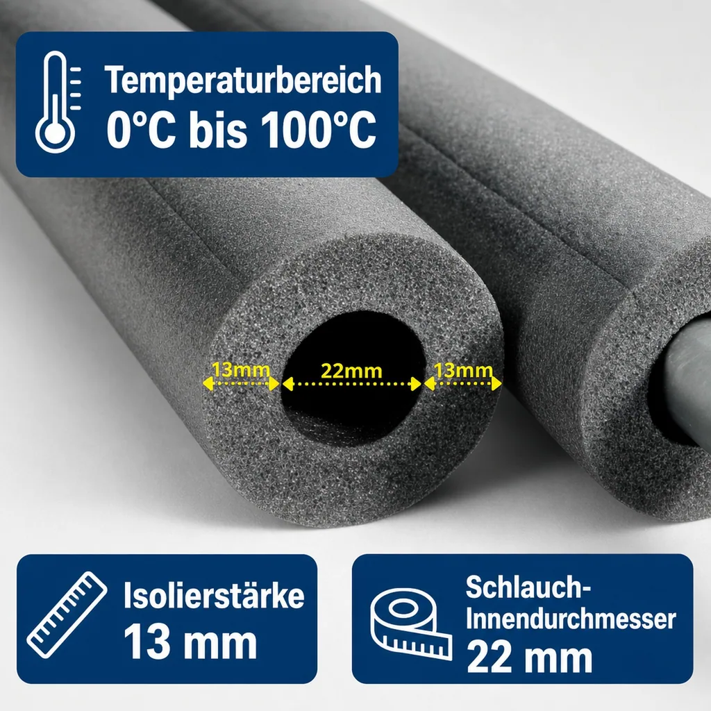 Isolierschlauch, 22mm Isolierschlauch, Isolierschlauch, 1m Isolierschlauch Ø 22 mm x 13 mm