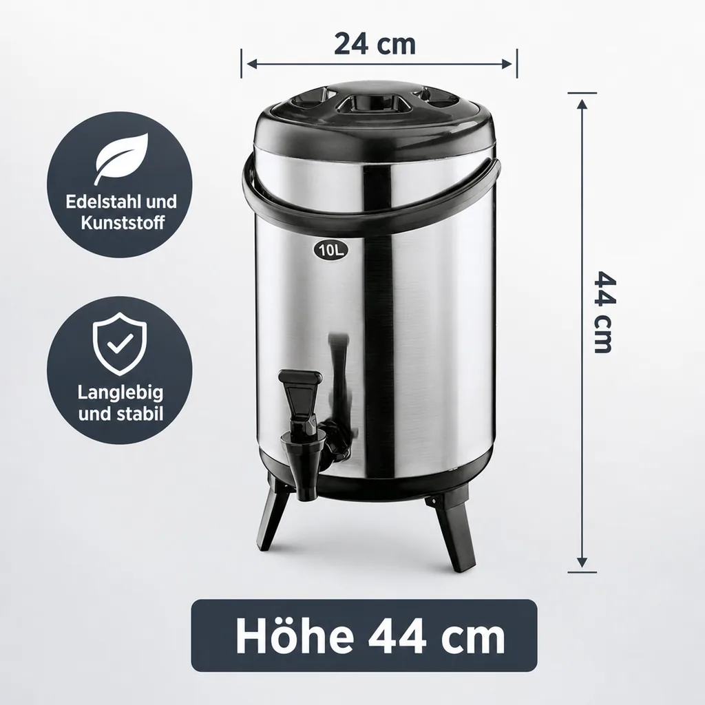 Thermobehälter, Thermogetränkebehälter, Getränkebehälter mit Zapfhahn - 10L