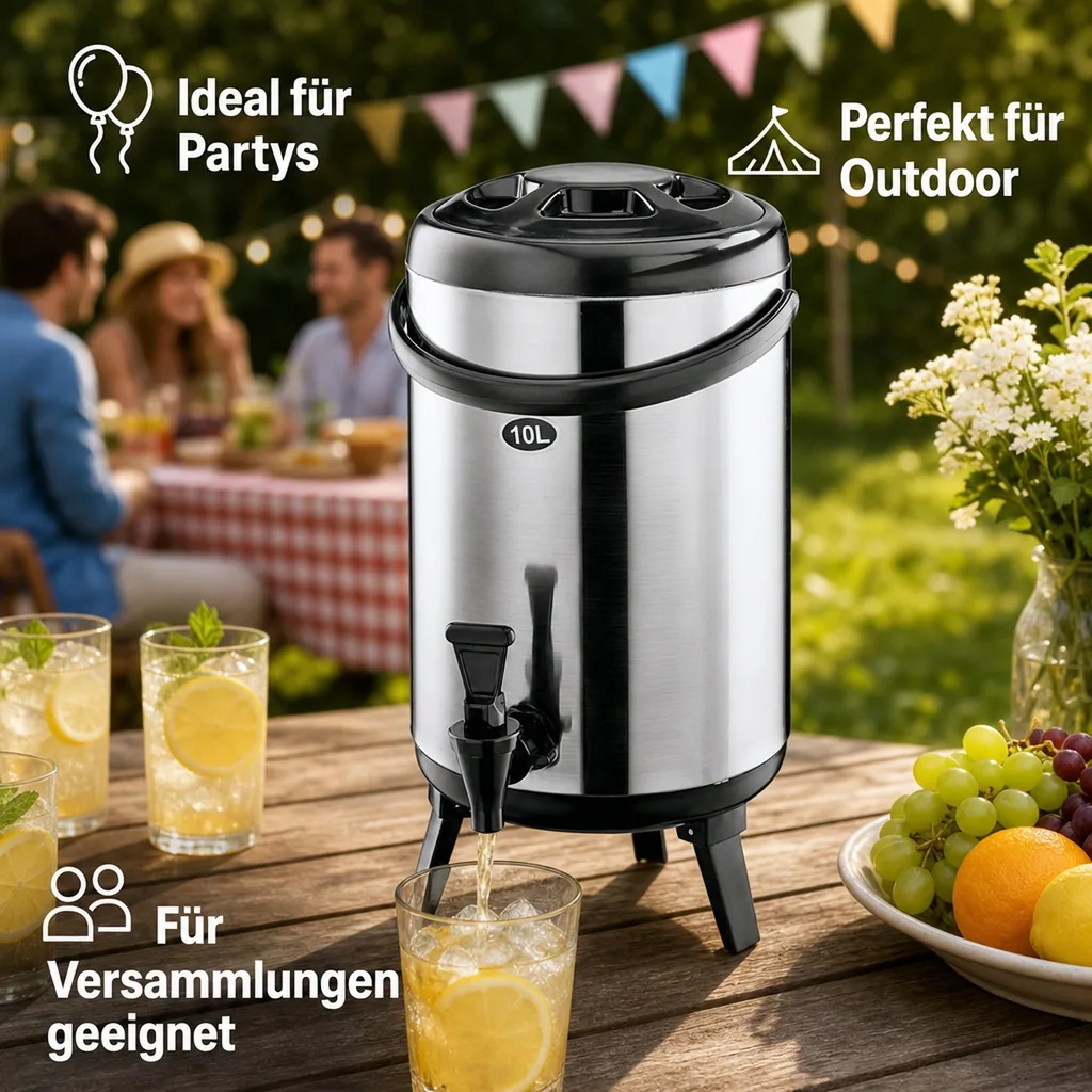 Thermobehälter, Thermogetränkebehälter, Getränkebehälter mit Zapfhahn - 10L