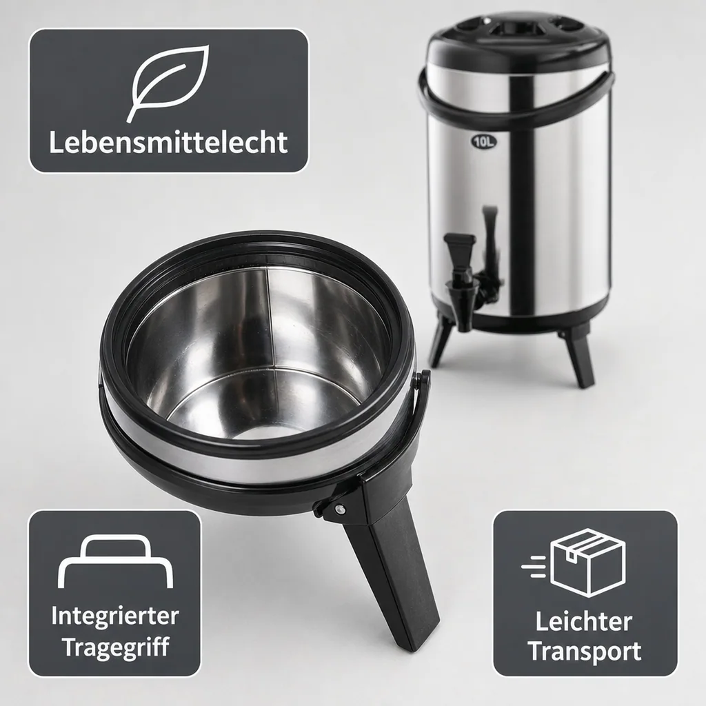 Thermobehälter, Thermogetränkebehälter, Getränkebehälter mit Zapfhahn - 10L