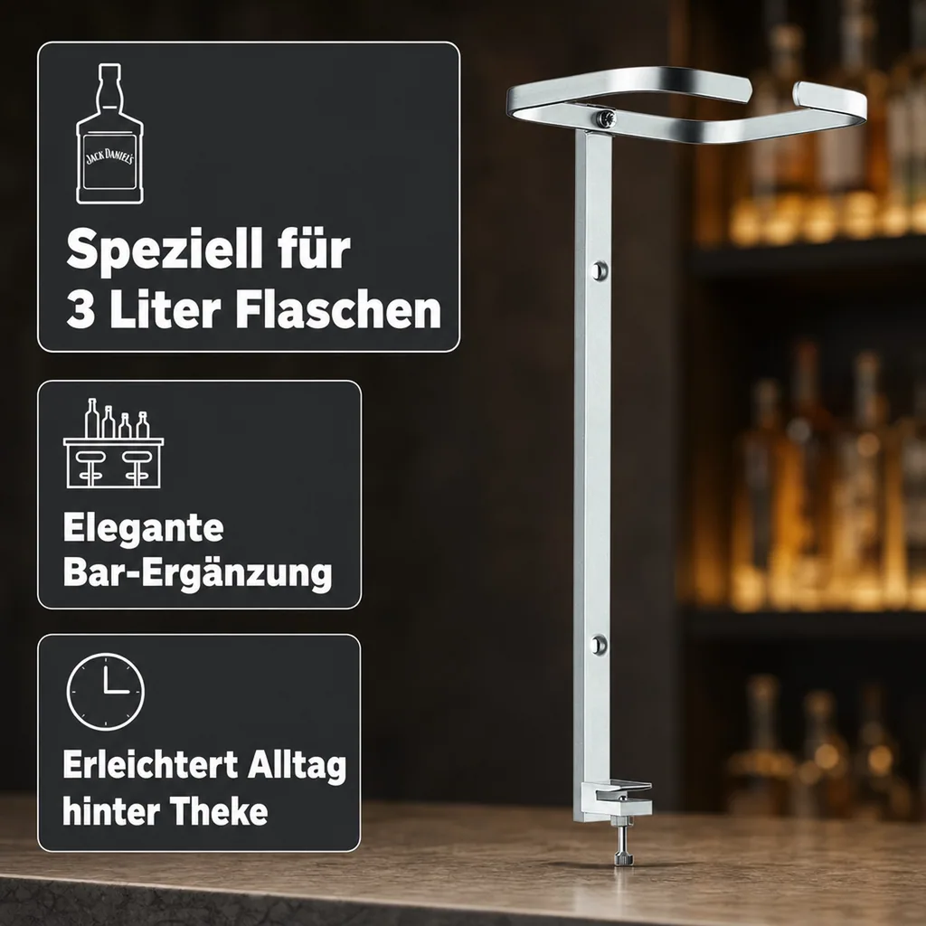 JACK DANIEL'S Flaschenhalter, Flaschen Wandhalterung, Wandhalter für 3 Liter Flasch
