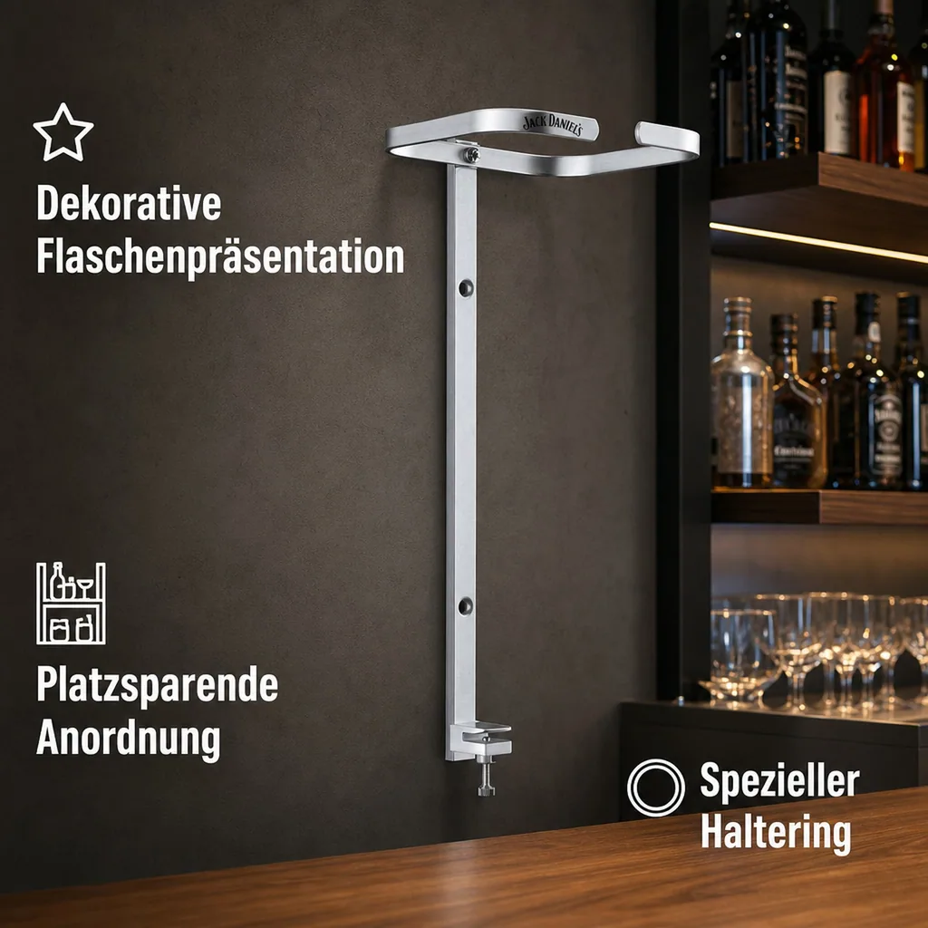 JACK DANIEL'S Flaschenhalter, Flaschen Wandhalterung, Wandhalter für 3 Liter Flasch