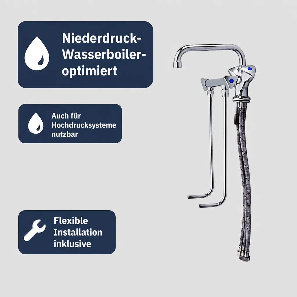 Wasserhahn, Küchenarmatur, Wasserarmatur - Mischbatterie für 2 Becken, Niederdruck