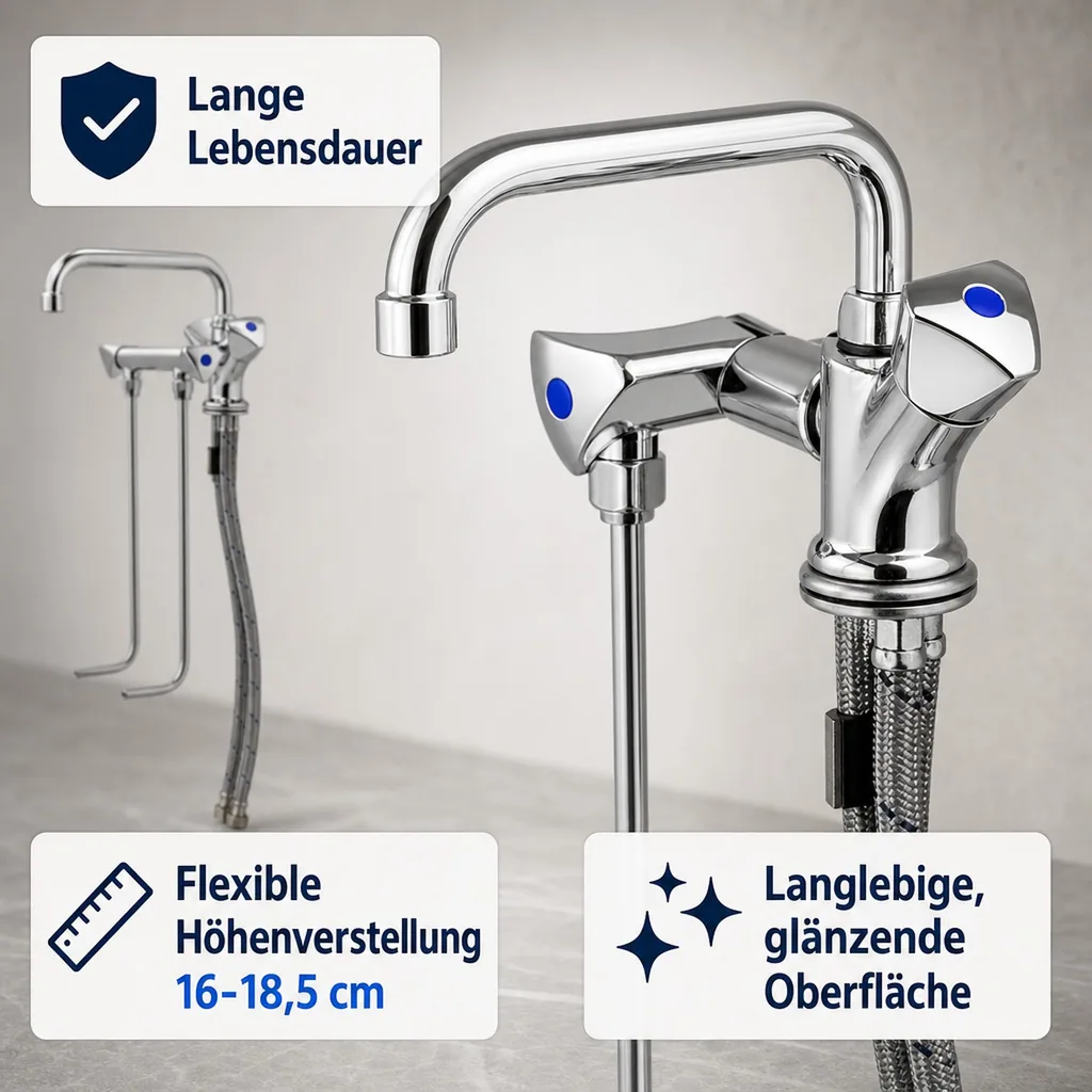Wasserhahn, Küchenarmatur, Wasserarmatur - Mischbatterie für 2 Becken, Niederdruck