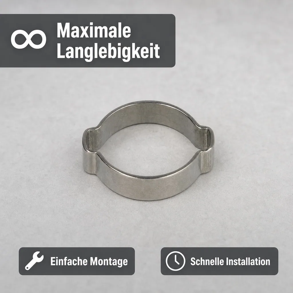 2-Ohr-Schlauchklemme 10mm, Edelstahl rostfrei