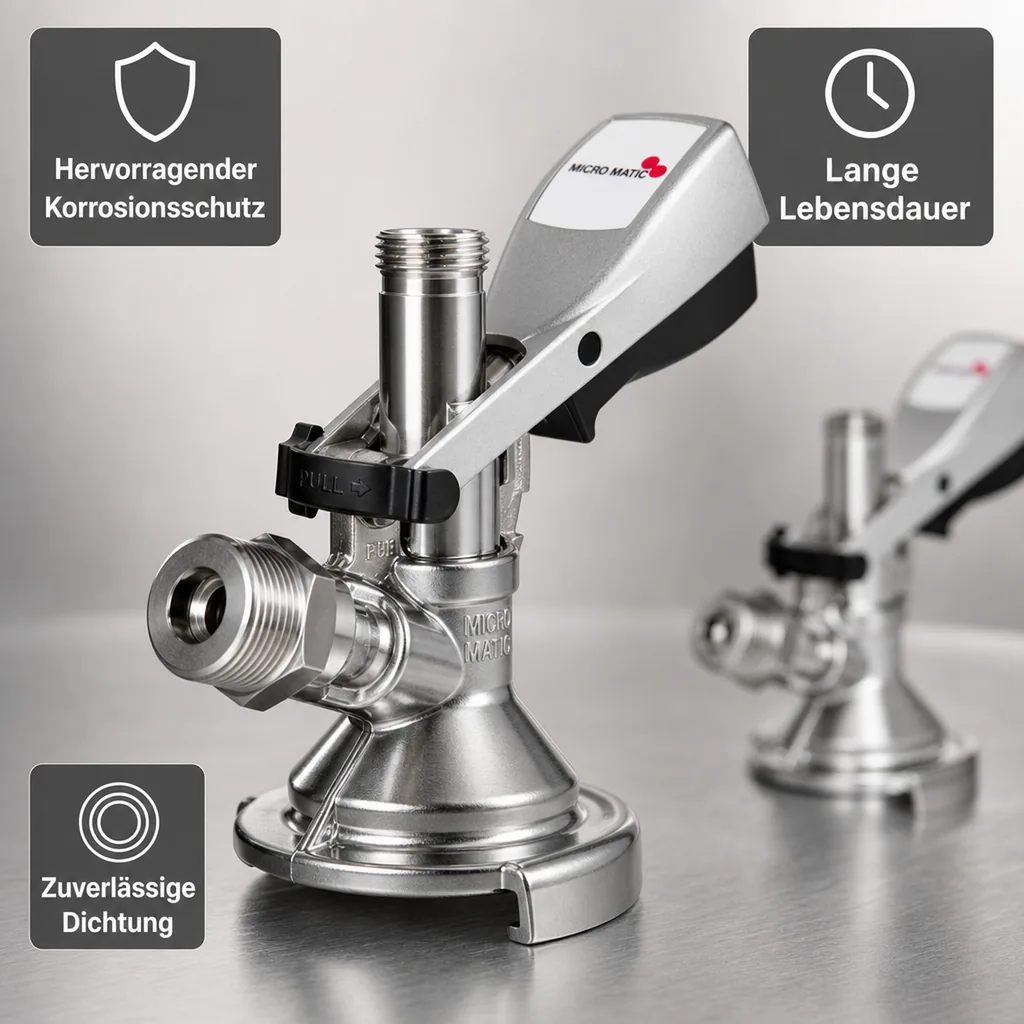 Zapfkopf, Keg Anschluss - Micro Matic Flach - Kelleranstich mit Edelstahl-Stößel 
