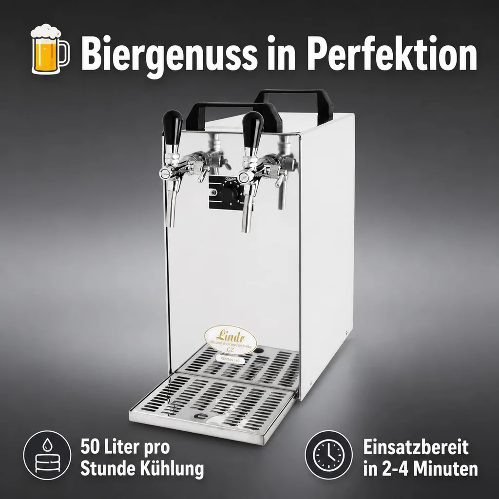 Zapfanlage - Kontakt 40 Bierzapfanlage 2-leitig Trockenkühler, Durchlaufkühler 50 Liter/h, Green Line