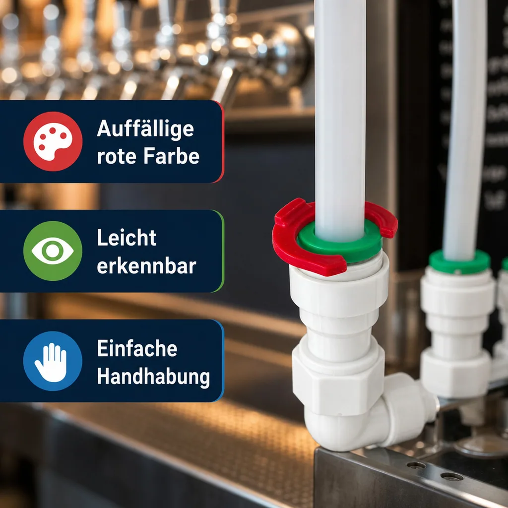 Sicherungsring für 3/8" Schlauch & Steckverbinder | Rot, für Bierleitungen & Zapfanlagen