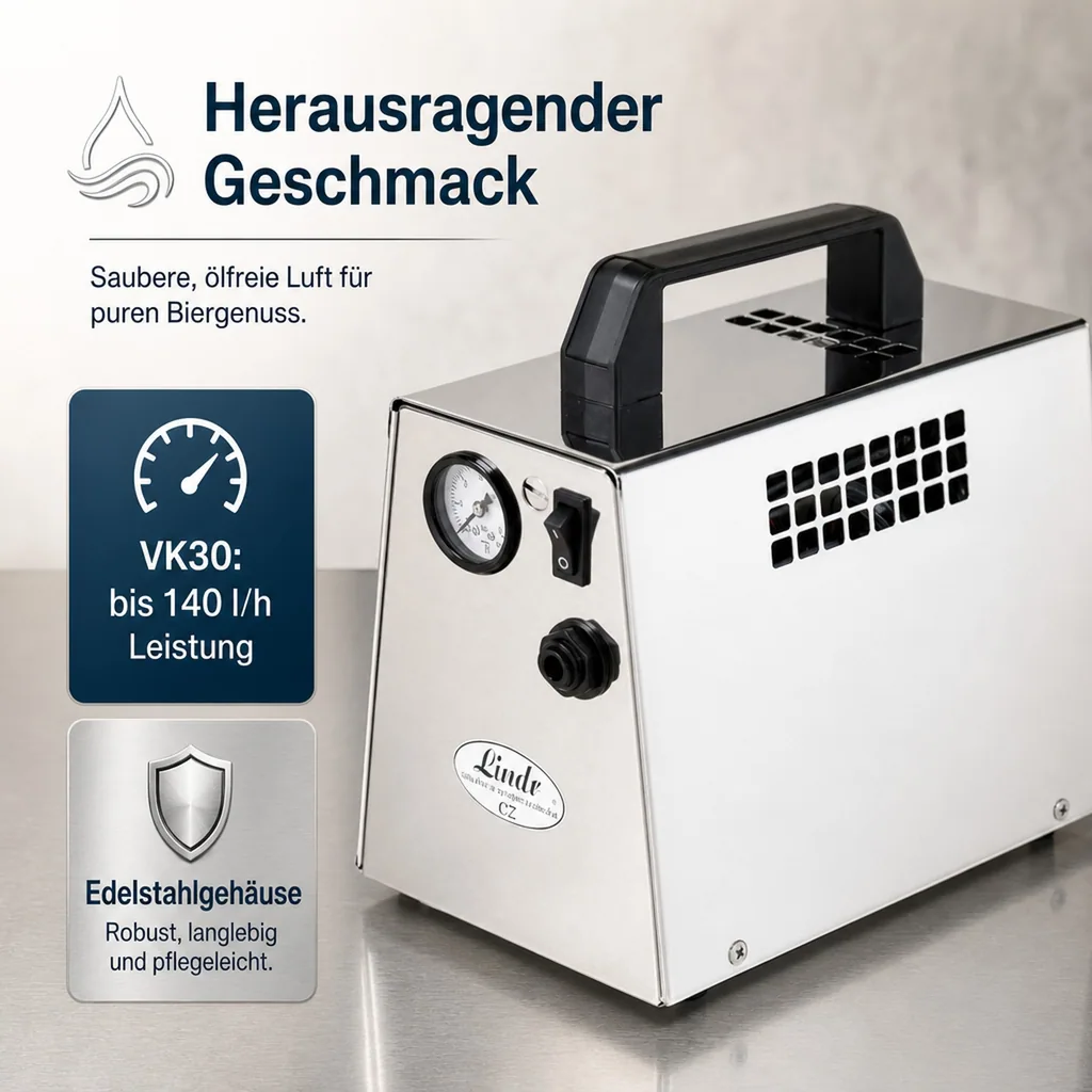 Druckluft Kompressor, Mini Kompressor, Luftkompressor - VK15 / VK30, für Bierzapfen ohne CO2, Model: Mini-Kompressor VK15