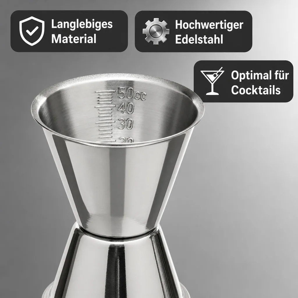 Jigger, Cocktail Messbecher mit Innenskalierung, 30/50ml