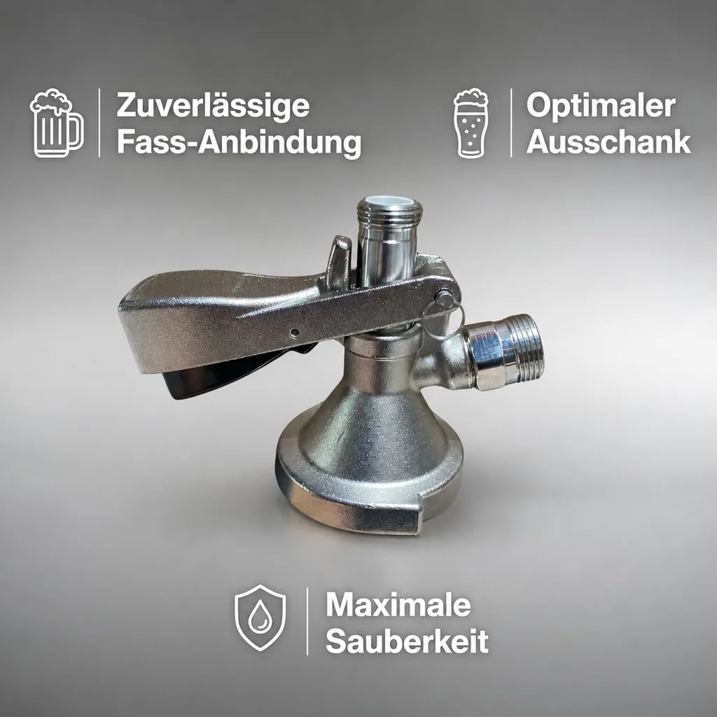 Zapfkopf, Keg - Verschluss, Flach - Fitting, oberer Ausgang - Kelleranstich