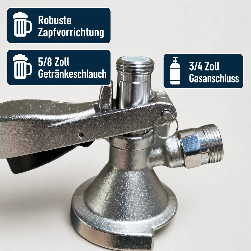 Zapfkopf, Keg - Verschluss, Flach - Fitting, oberer Ausgang - Kelleranstich