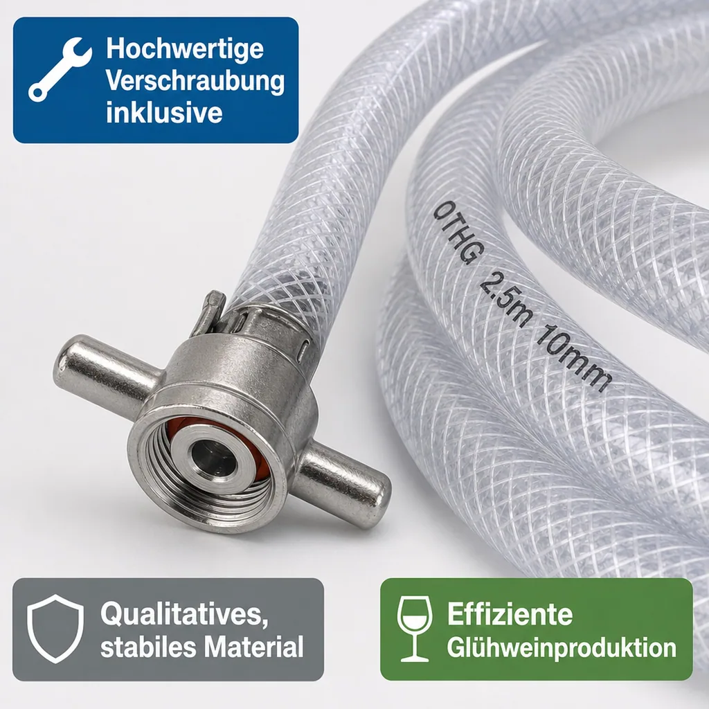 Getränkeschlauch 10mm komplett fertig (ca. 2,5m) – für Glühweingeräte mit 10mm Anschlüssen