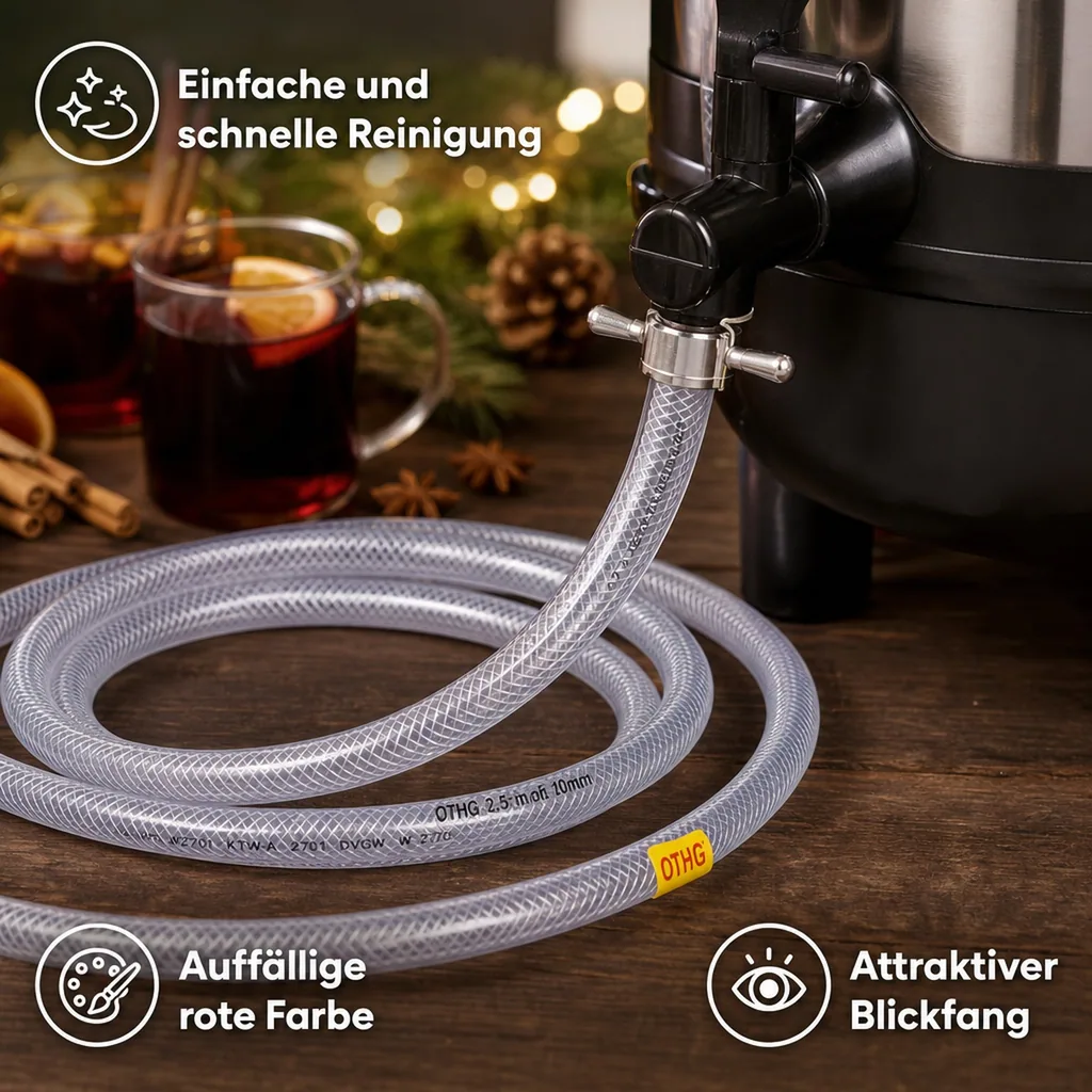 Getränkeschlauch 10mm komplett fertig (ca. 2,5m) – für Glühweingeräte mit 10mm Anschlüssen