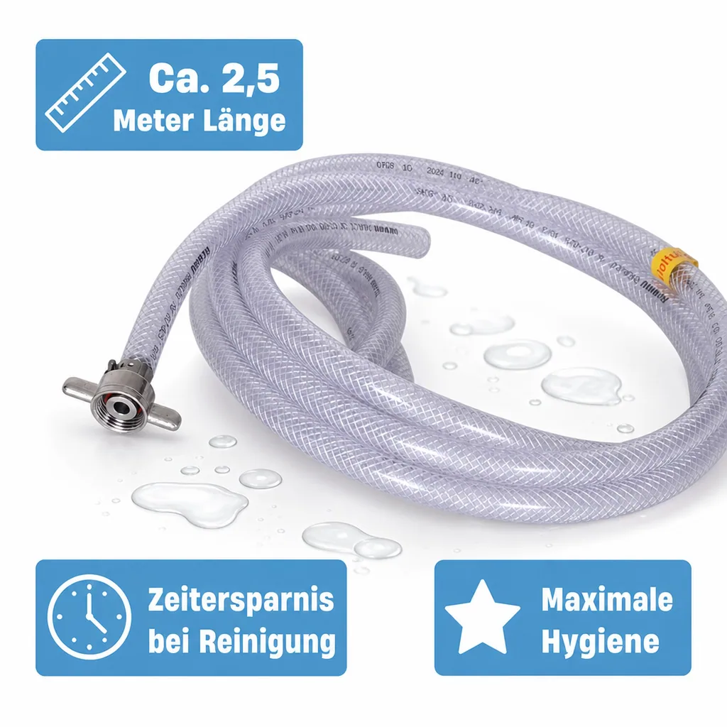 Getränkeschlauch 10mm komplett fertig (ca. 2,5m) – für Glühweingeräte mit 10mm Anschlüssen